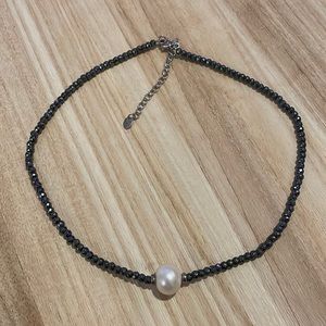 Pearl Gunmetal Necklace
